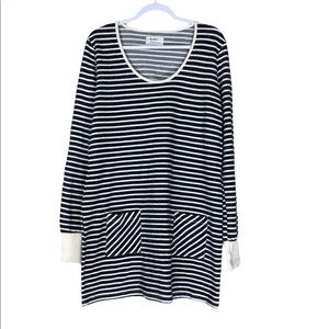 Market Gray White Stripes Shift Sweater Dress